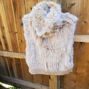 Love Token Rabbit Fur Sleeveless turtleneck vest